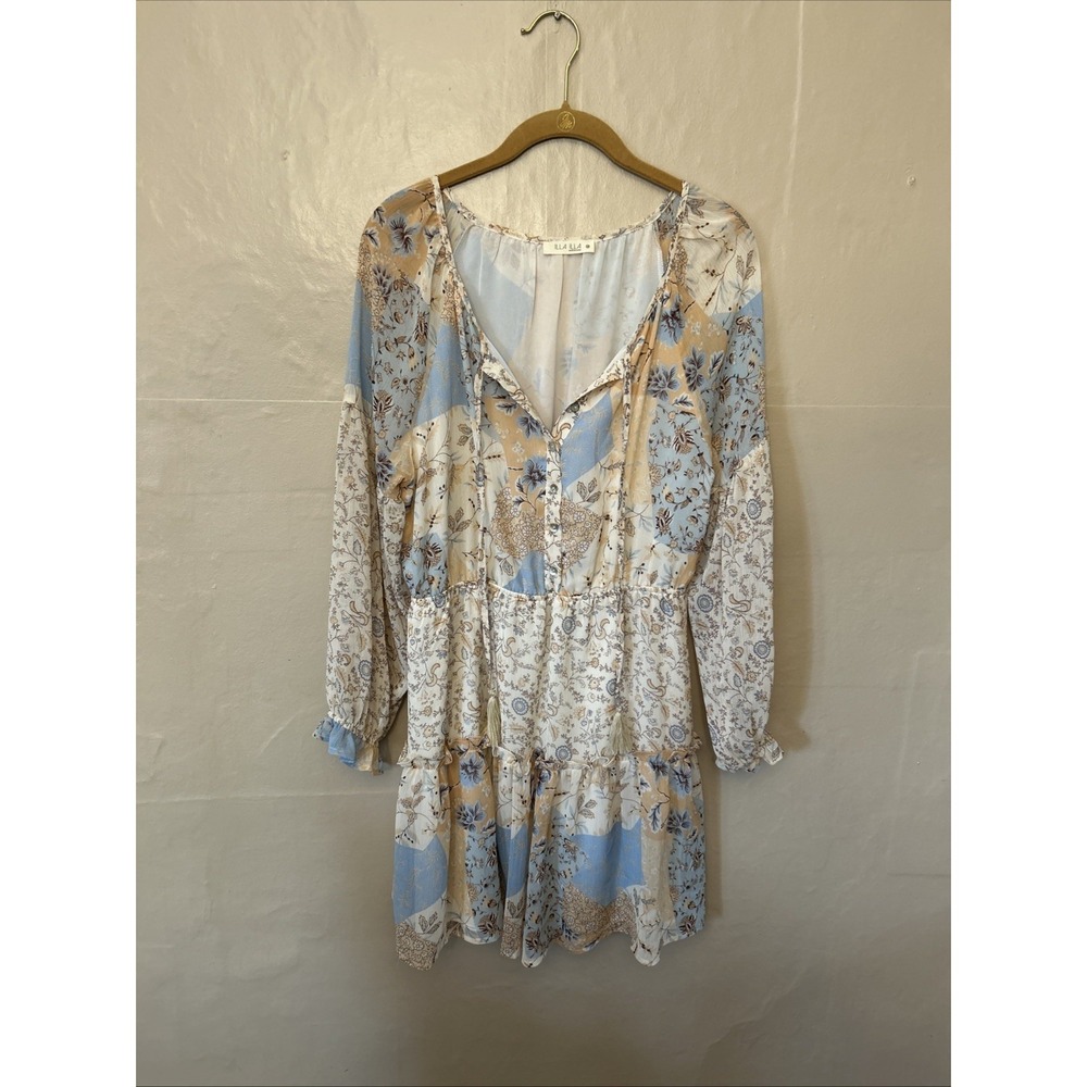 Illa Illa Dress Medium Multi‎ Media Print Cream Blue